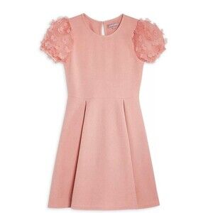 BCBG Pink Floral Puff Sleeve Kids Dress